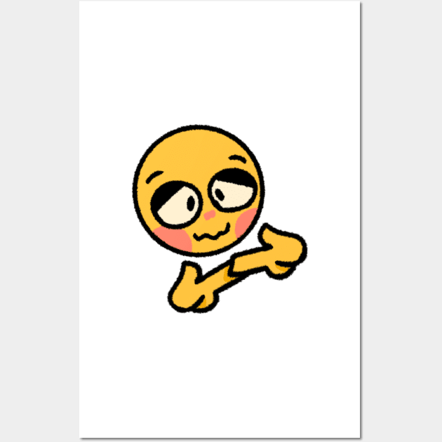 Cute nervous cursed emoji Wall Art by Shred-Lettuce